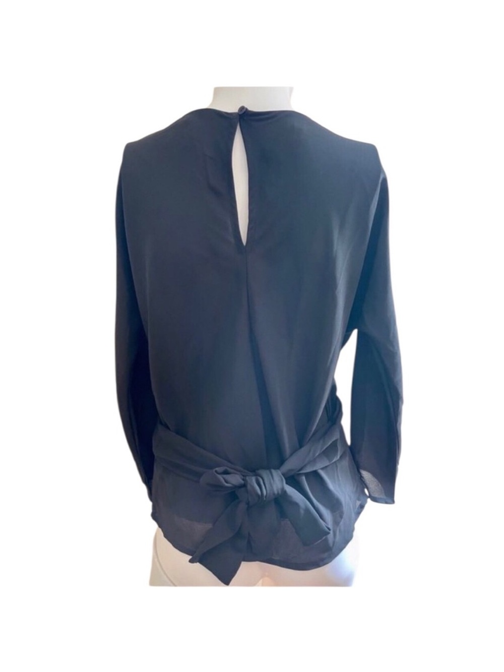 NWT FASHION NOVA Classic Black 3/4 Sleeve Tie Front orBack Blouse size 1X dressy